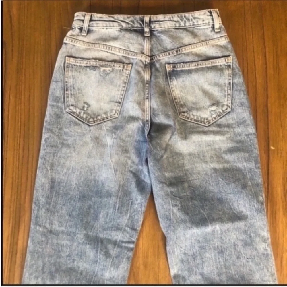 Free People high rise straight leg distressed jeans